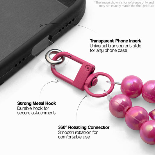 Stylish Pastel Pearl Wristlet Phone Lanyard with Minimal Bow Charm