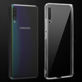 Transparent anti-yellow hard back case fitted on Samsung A70 showing full back coverage and camera protection