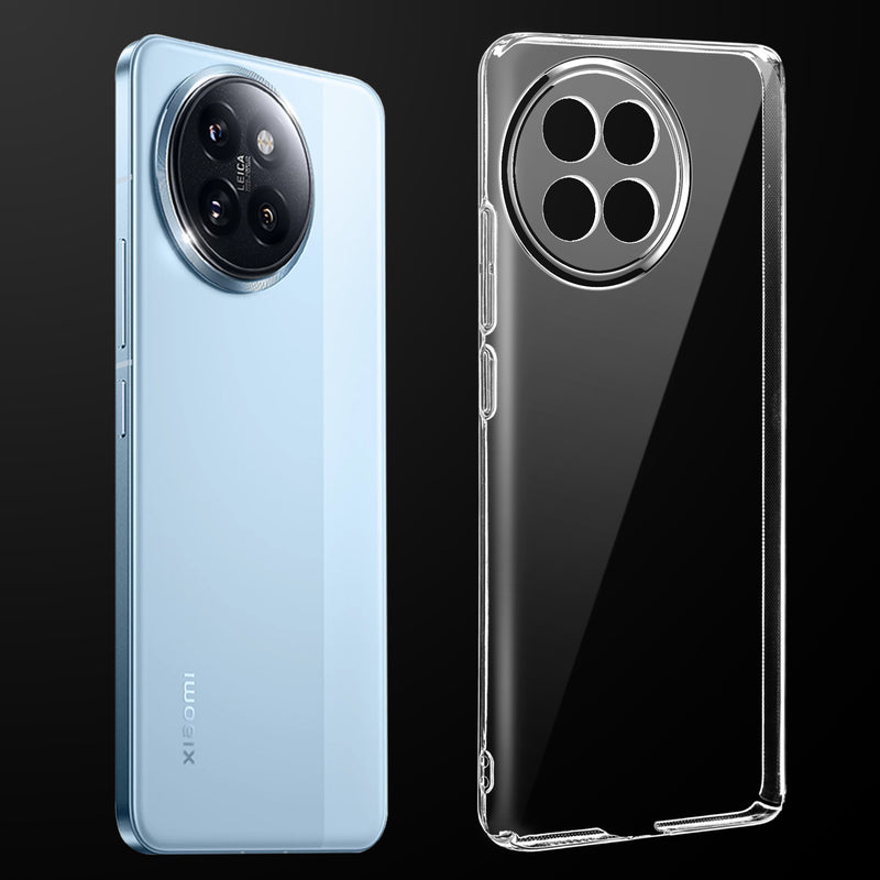Transparent anti-yellow hard back case fitted on Xiaomi 14 Civi 5G showing full back coverage and camera protection