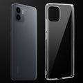 Transparent anti-yellow hard back case fitted on Redmi A1 2022 showing full back coverage and camera protection
