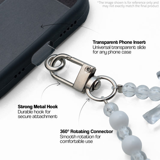 Stylish Pastel Pearl Wristlet Phone Lanyard with Minimal Bow Charm