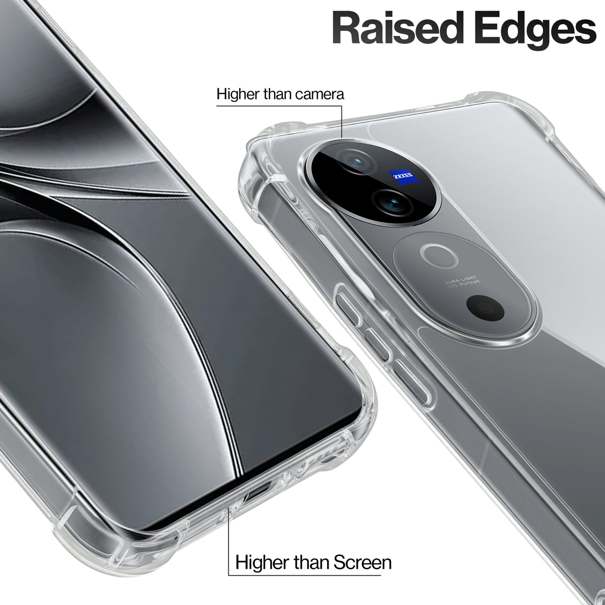Transparent Shockproof Phone Back Cover Case With Raised Edges For Vivo V40 Pro 5G