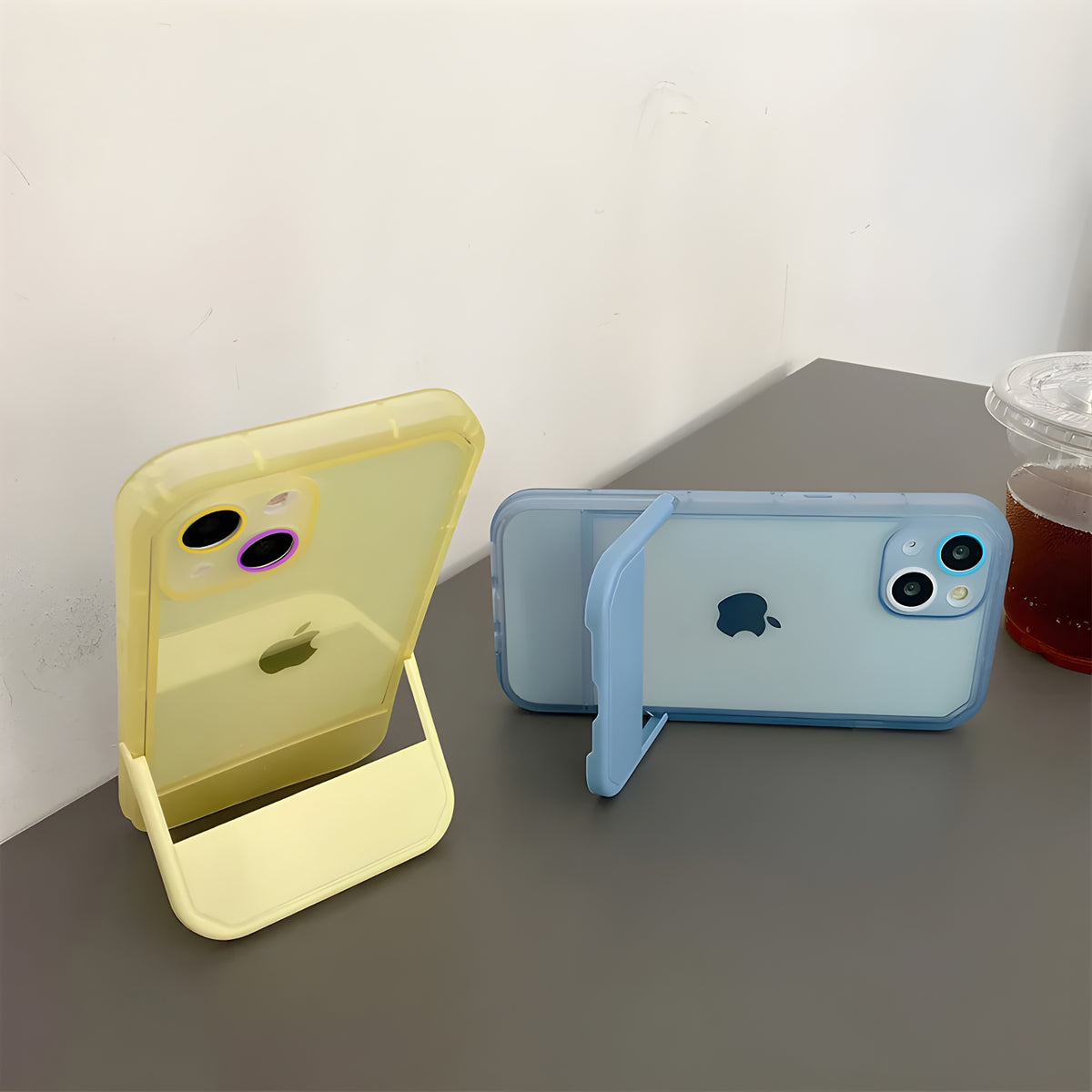 Cute Trendy Semi Transparent Foldable Built in Stand Back Cover for Apple iPhone 11