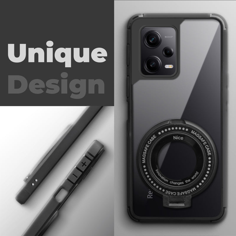 Silicone Grip Clear Case Ring Holder Kickstand For Redmi Note 12 5G