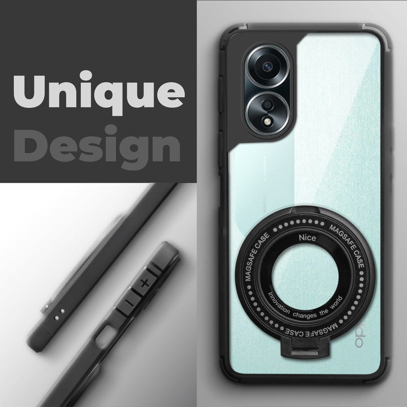 Silicone Grip Clear Case Ring Holder Kickstand For Oppo A58 4G