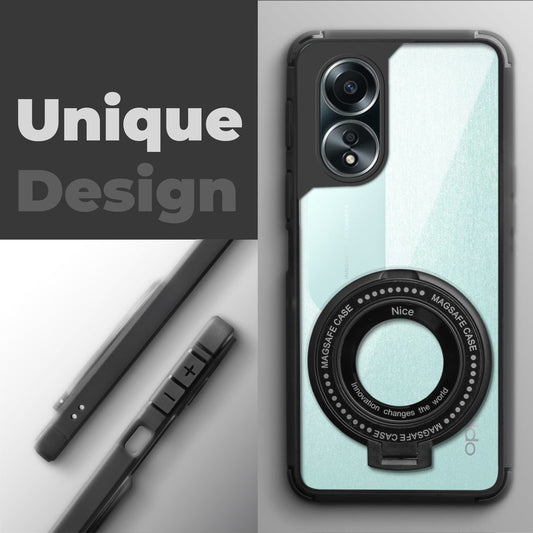 Silicone Grip Clear Case Ring Holder Kickstand For Oppo A58 4G