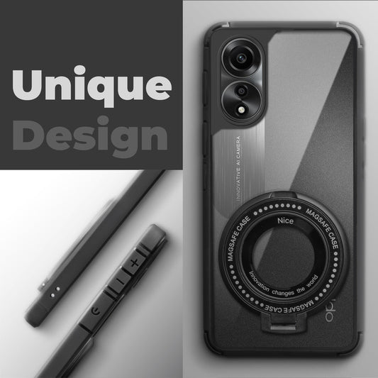 Silicone Grip Clear Case Ring Holder Kickstand For Oppo A78 4G