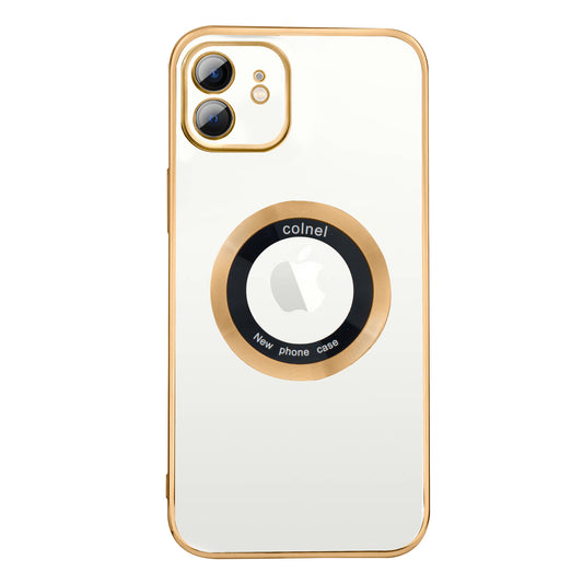 Transparent Back with Gold-Plated Edges Case for Apple iPhone 12