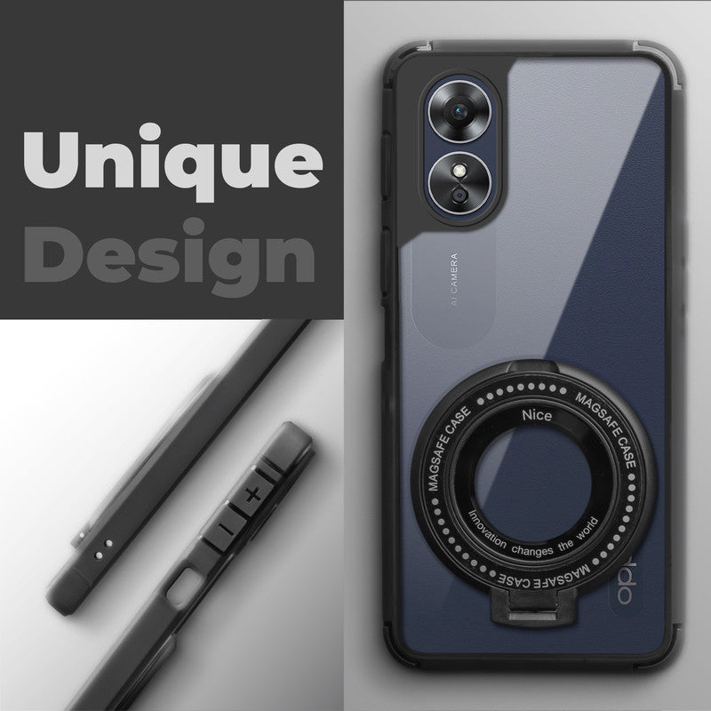 Silicone Grip Clear Case Ring Holder Kickstand For Oppo A17