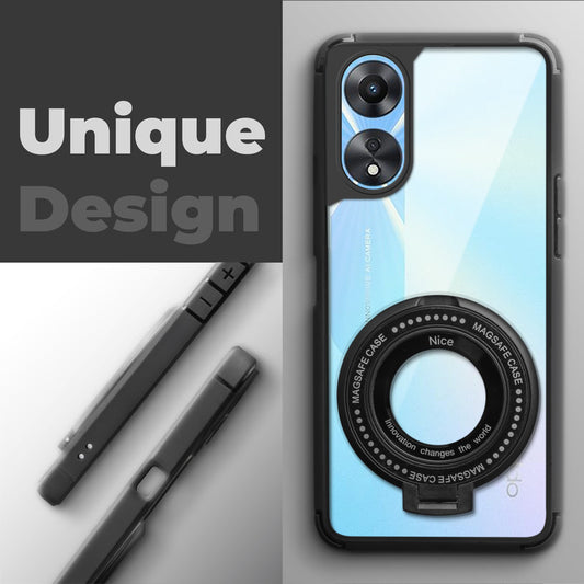 Silicone Frame Transparent Hard Back With Holder Kickstand Case For Oppo A78 5G