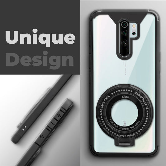 Silicone Grip Clear Case Ring Holder Kickstand For Redmi Note 8 Pro