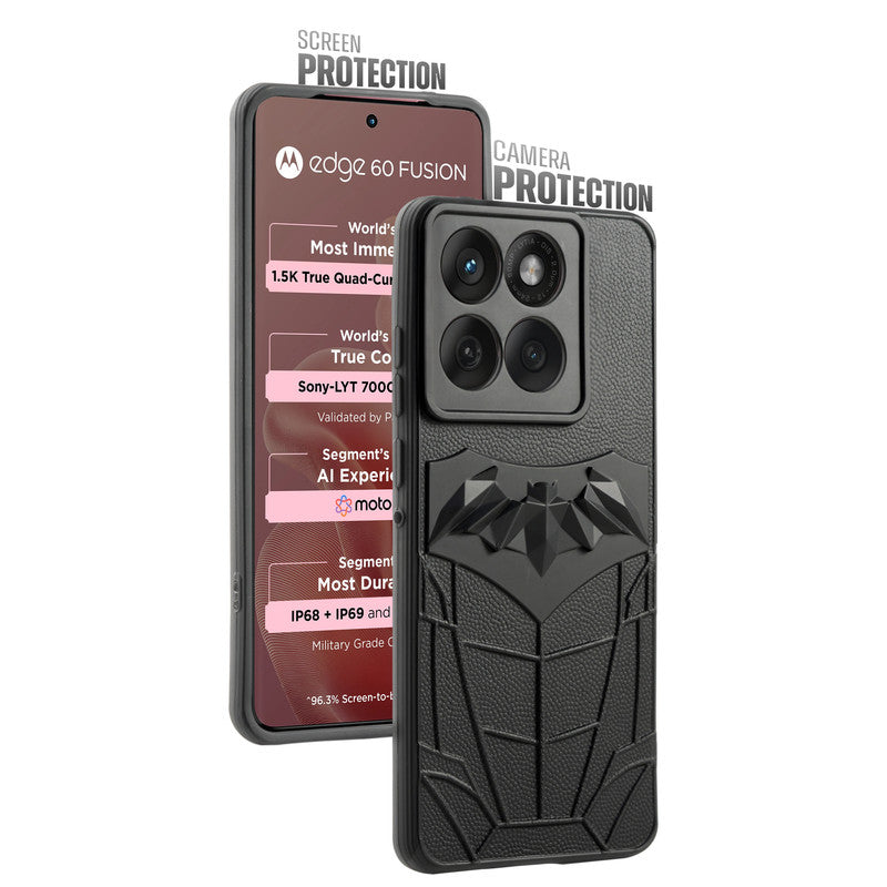 Textured Comic Hero Back Cover for Motorola Moto Edge 60 Fusion 5G , Soft Silicone Back Case with Shiny Bat Design & Raised Camera Edges