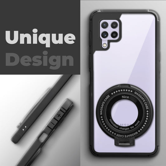 Silicone Grip Clear Case Ring Holder Kickstand For Samsung A22 4G