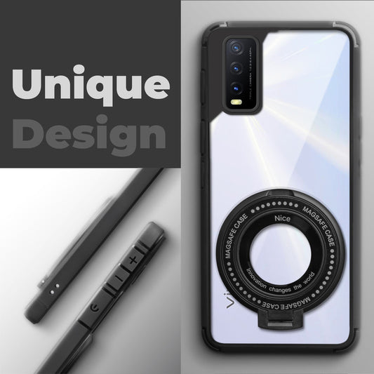 Silicone Grip Clear Case Ring Holder Kickstand For Vivo Y20A