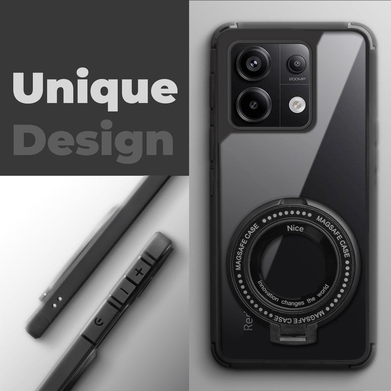 Silicone Grip Clear Case Ring Holder Kickstand For Redmi Note 13 Pro 5G
