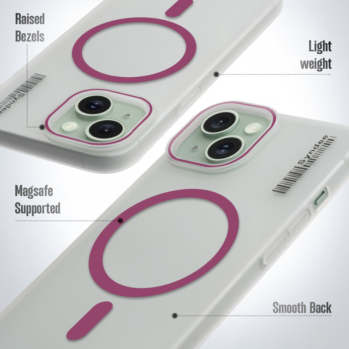 Frosted Sleek Matte Wireless Charging Support Back Cover Case For Apple iPhone 15 Plus With Raised Camera Protection