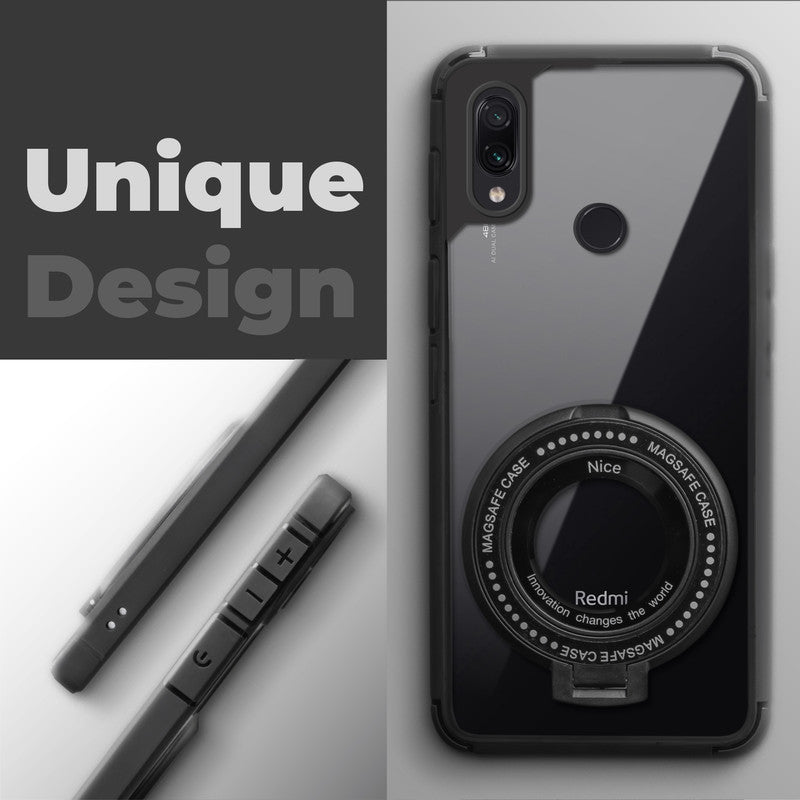 Silicone Grip Clear Case Ring Holder Kickstand For Redmi Note 7 Pro
