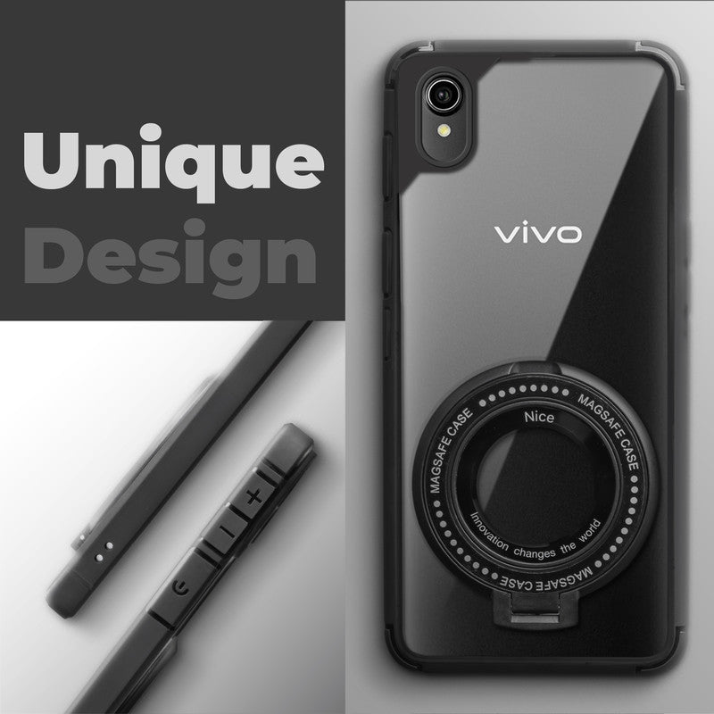 Silicone Grip Clear Case Ring Holder Kickstand For Vivo Y90