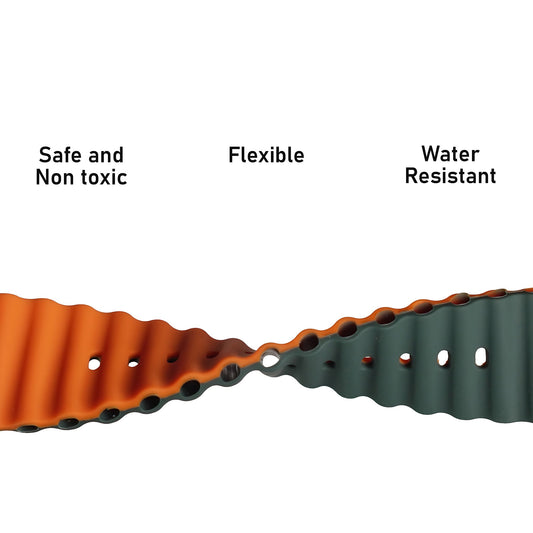Silicone Ocean Loop Strap Compatible with Apple Watch , Waterproof Sport iWatch Strap for Men & Women (Strap Only, Watch Not Included)