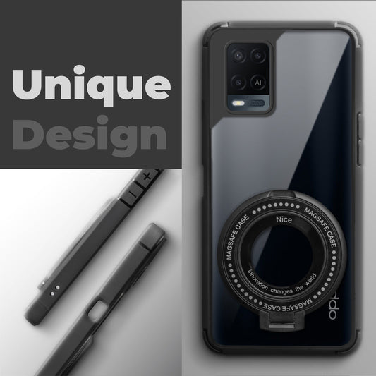 Silicone Grip Clear Case Ring Holder Kickstand For Oppo A54 4G