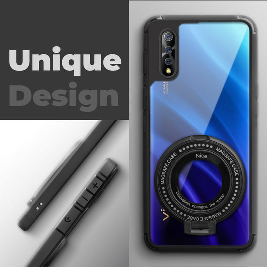 Silicone Grip Clear Case Ring Holder Kickstand For Vivo S1