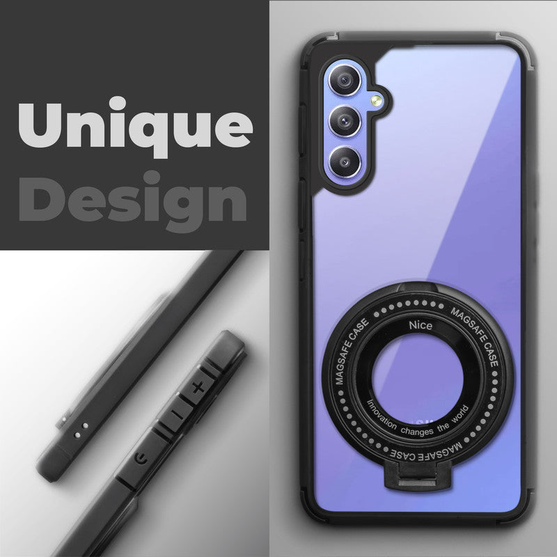 Silicone Grip Clear Case Ring Holder Kickstand For Samsung A34 5G