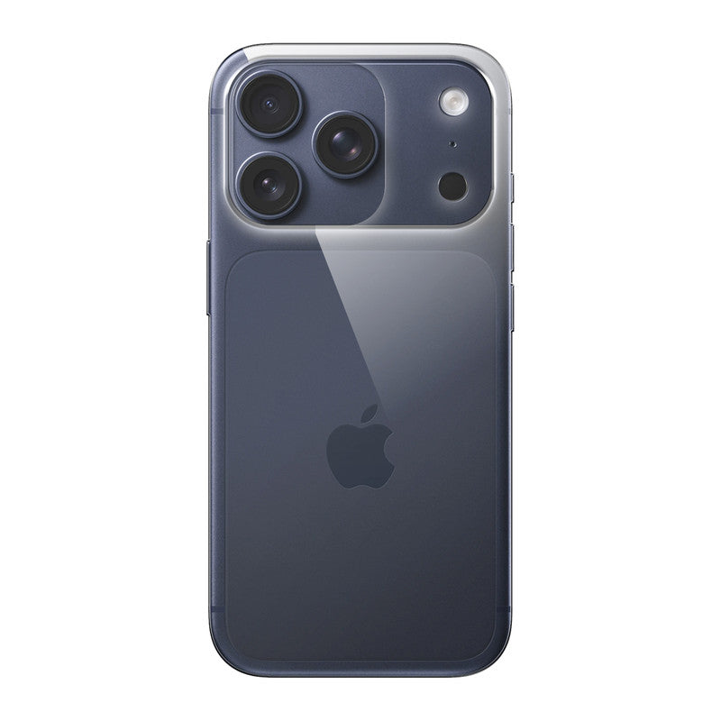 Back view of Apple iPhone 17 Pro showing camera module and clean rear design with protective case