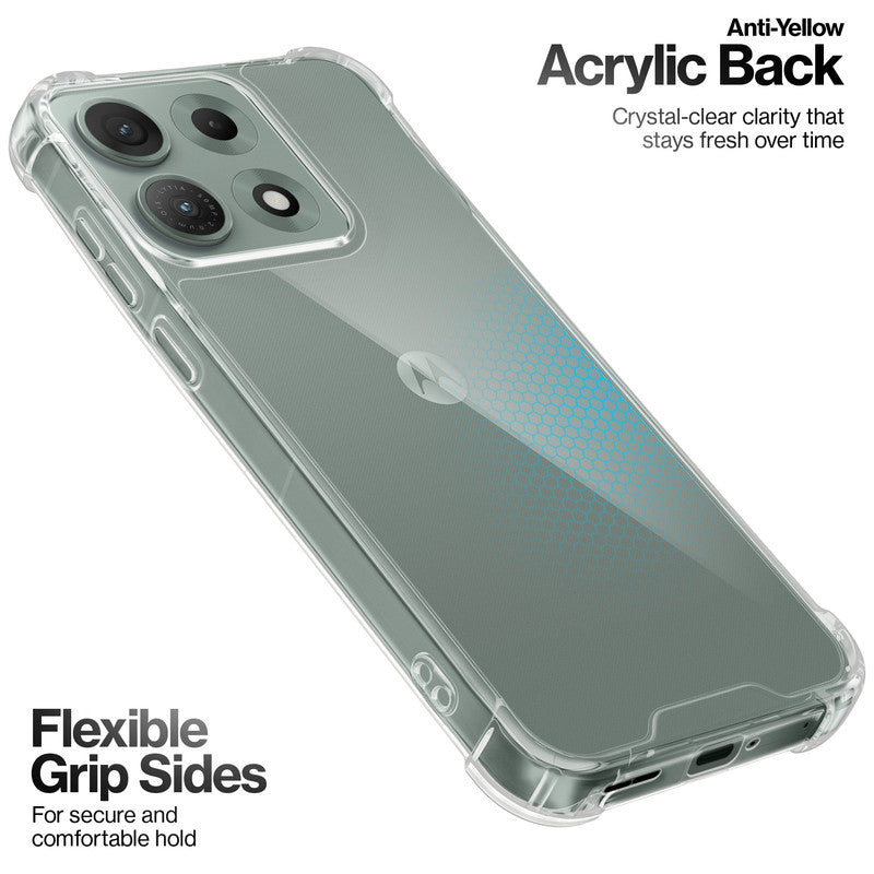 Shockproof Hybrid Transparent Phone Case For Motorola Moto Edge 70 Max 5G with Hard Back and Soft Bumper for Maximum Protection