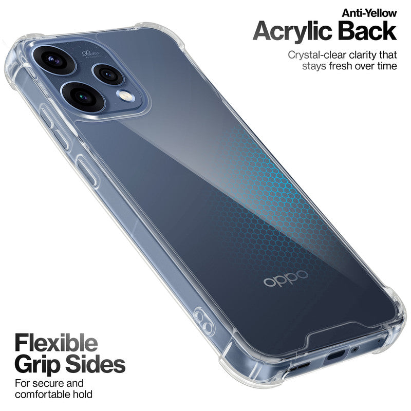 Shockproof Hybrid Transparent Phone Case For Oppo Reno 15 5G with Hard Back and Soft Bumper for Maximum Protection