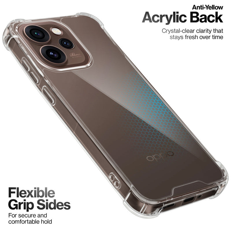 Shockproof Hybrid Transparent Phone Case For Oppo Reno 15 Pro 5G with Hard Back and Soft Bumper for Maximum Protection
