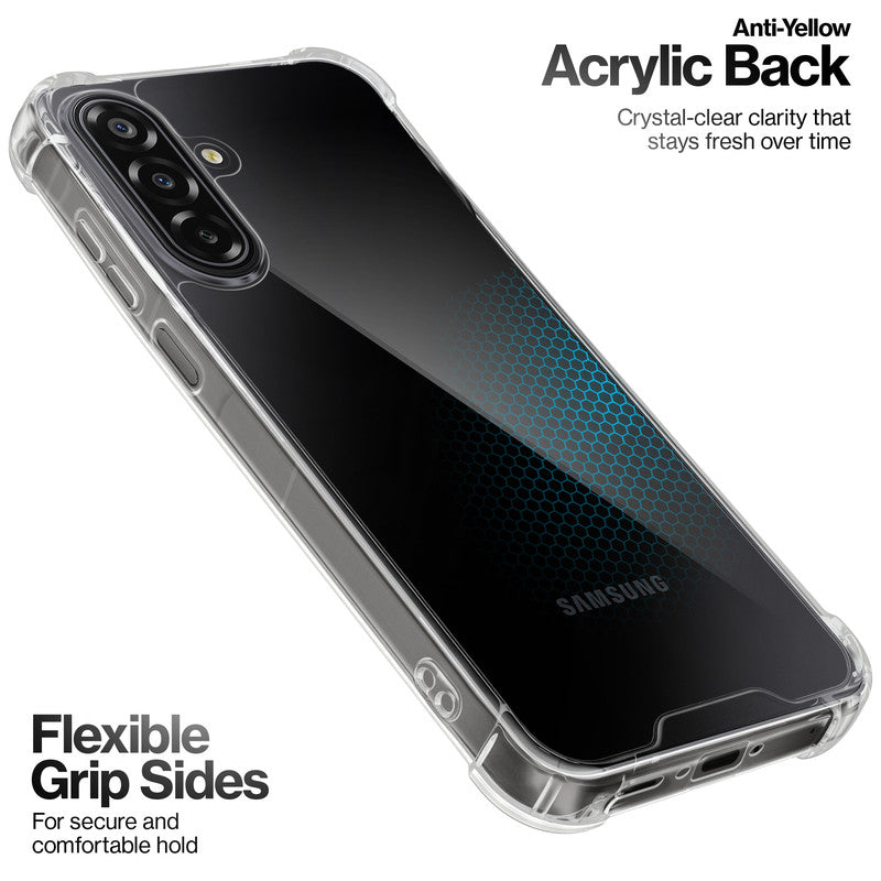 Shockproof Hybrid Transparent Phone Case For Samsung F17 5G with Hard Back and Soft Bumper for Maximum Protection