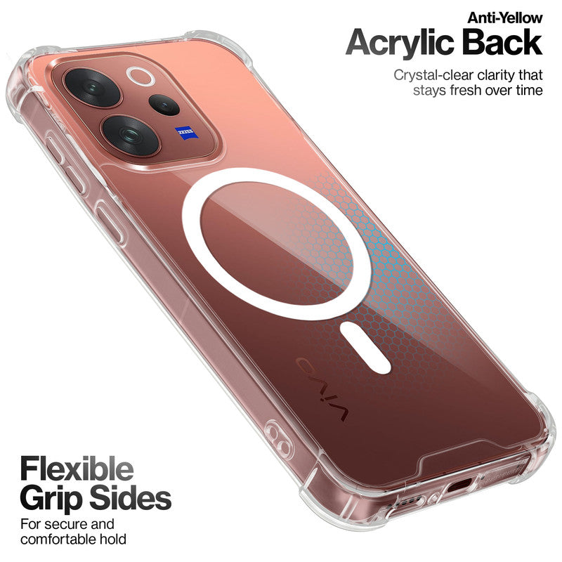 Shockproof Hybrid Magnetic Case for Vivo V70 5G with Hard Back & Soft Bumper