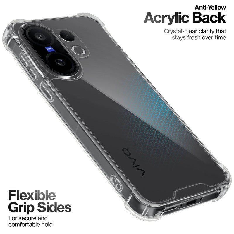 Shockproof Hybrid Transparent Phone Case For Vivo X200 FE 5G with Hard Back and Soft Bumper for Maximum Protection