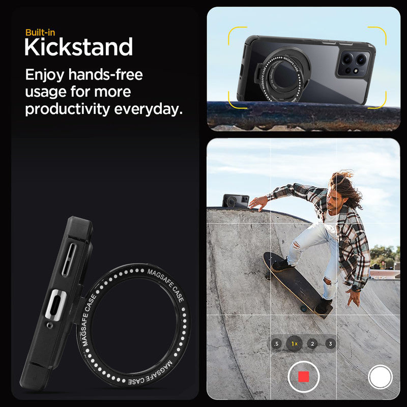 Silicone Grip Clear Case Ring Holder Kickstand For Redmi Note 12 4G