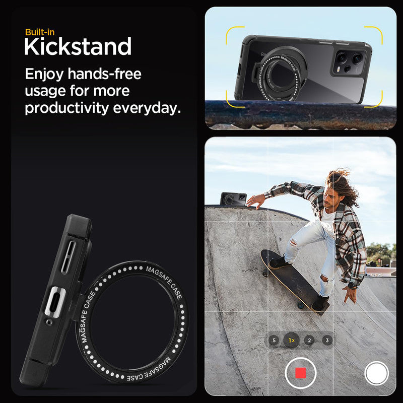Silicone Grip Clear Case Ring Holder Kickstand For Redmi Note 12 5G