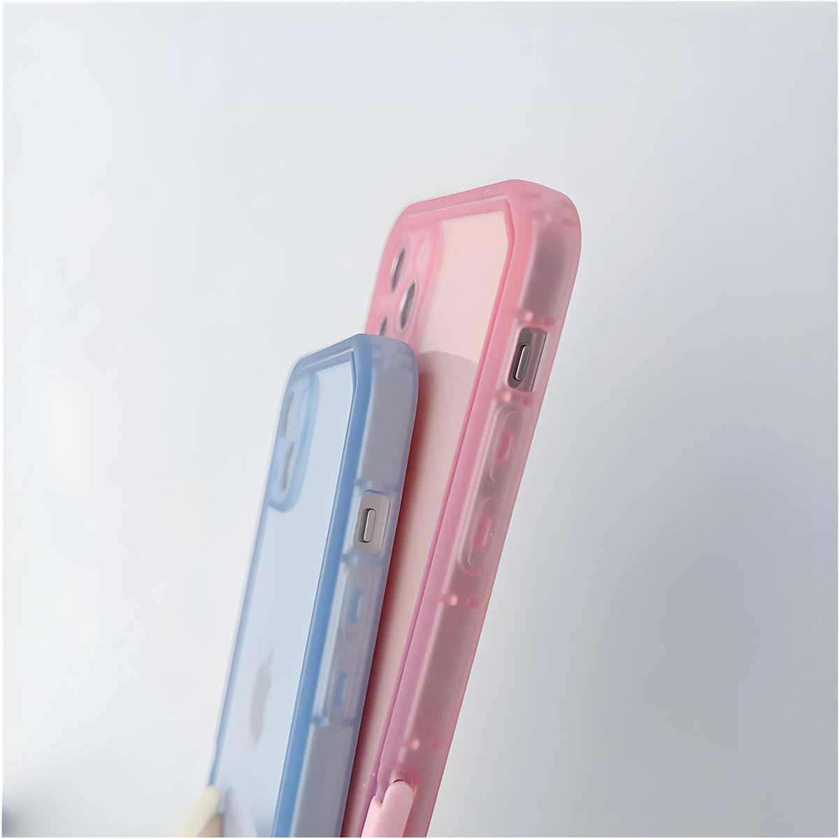 Cute Trendy Semi Transparent Foldable Built in Stand Back Cover for Apple iPhone 11