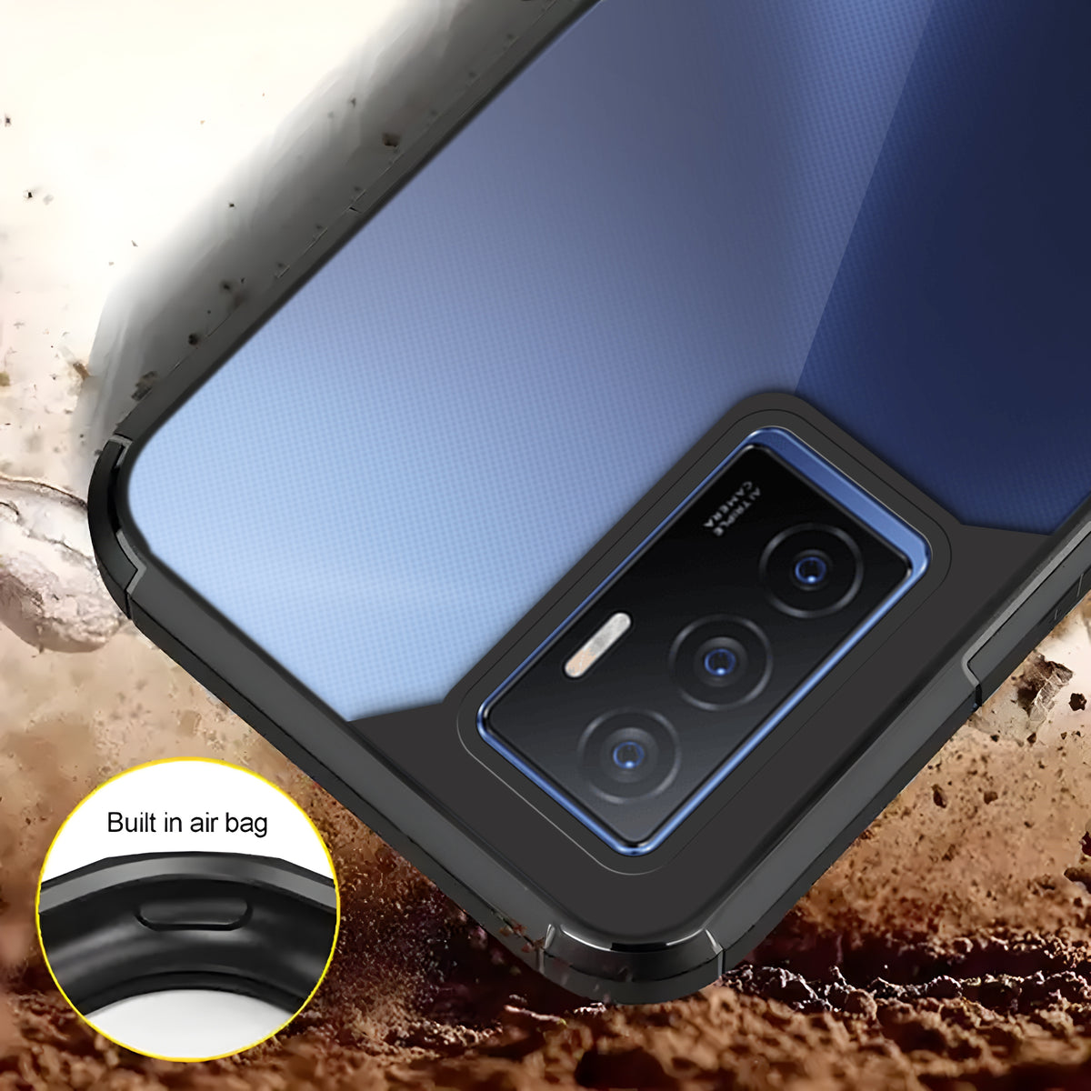 Silicone Border Transparent Back Cover for Vivo V23E 5G