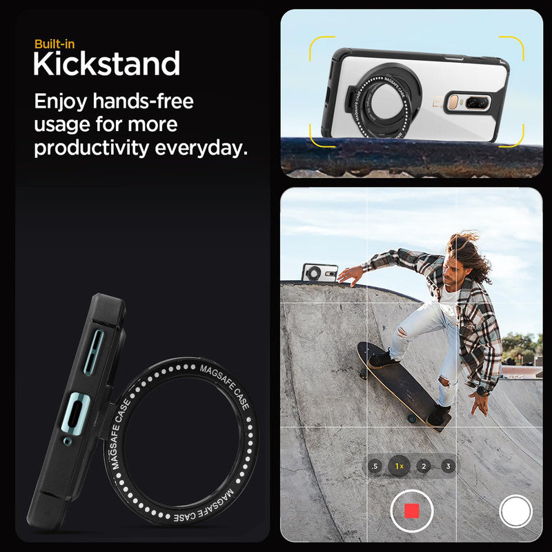 Silicone Grip Clear Case Ring Holder Kickstand For OnePlus 6
