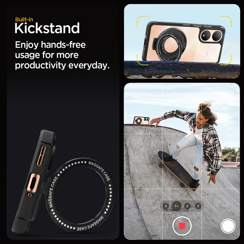 Silicone Grip Clear Case Ring Holder Kickstand For Vivo Y100