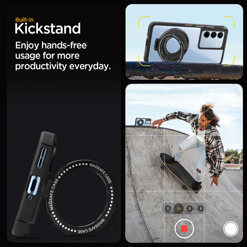 Silicone Grip Clear Case Ring Holder Kickstand For Vivo V27 5G