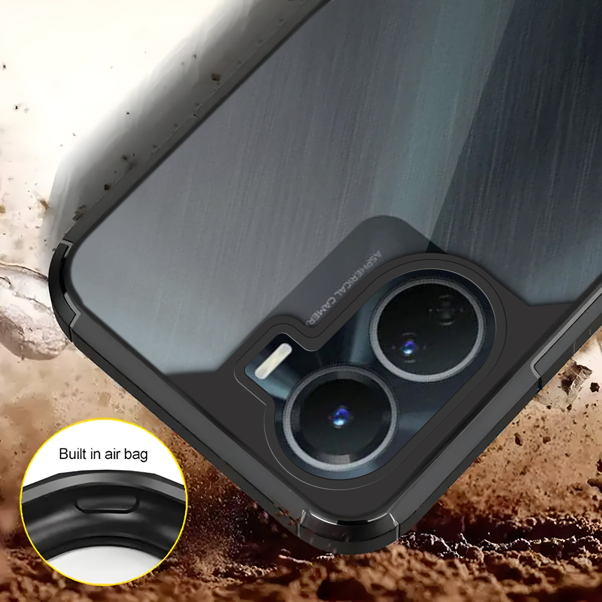 Silicone Frame Transparent Hard Back Cover for Vivo Y16