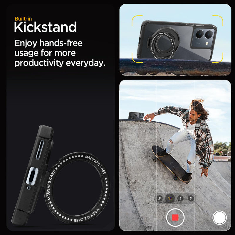 Silicone Grip Clear Case Ring Holder Kickstand For Vivo Y36 4G