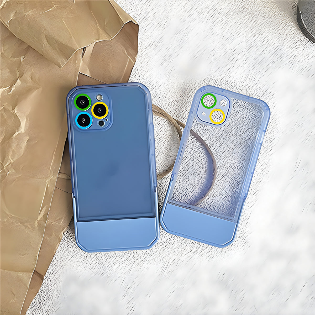 Cute Trendy Semi Transparent Foldable Built in Stand Back Cover for Apple iPhone 11