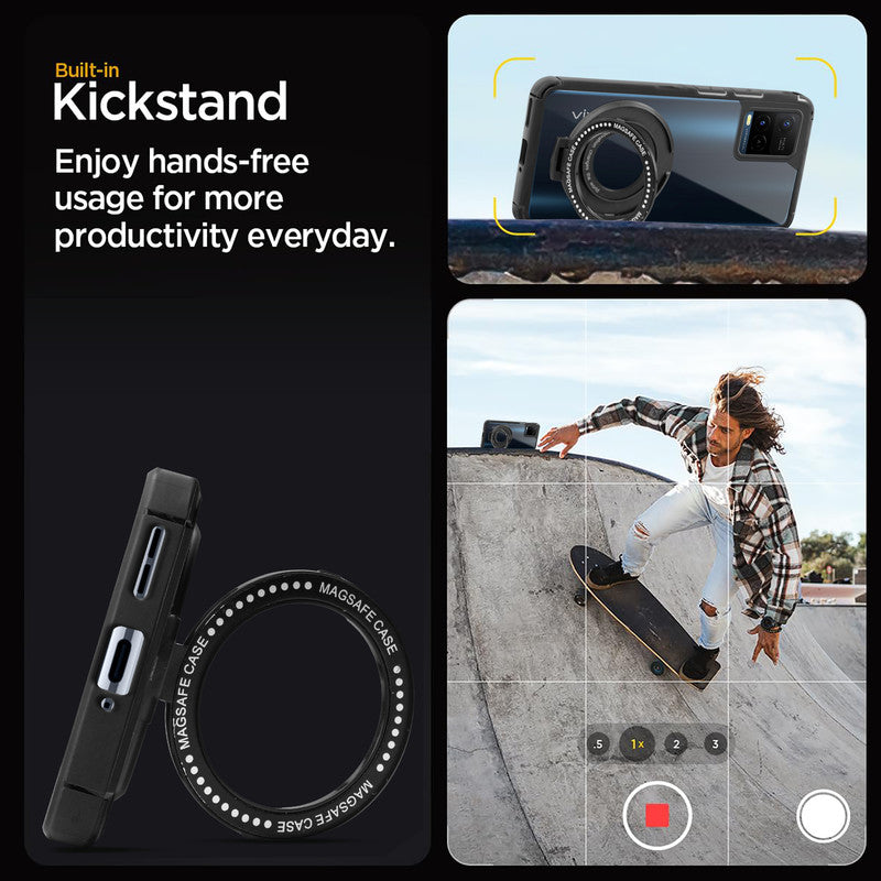 Silicone Grip Clear Case Ring Holder Kickstand For Vivo Y21 2021