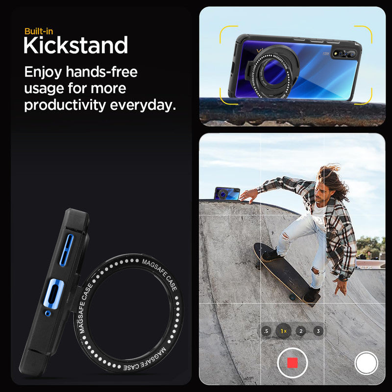 Silicone Frame Transparent Hard Back With Holder Kickstand Case For Vivo Z1x