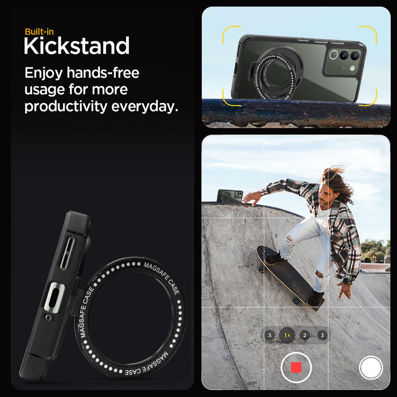 Silicone Grip Clear Case Ring Holder Kickstand For Vivo Y200 5G