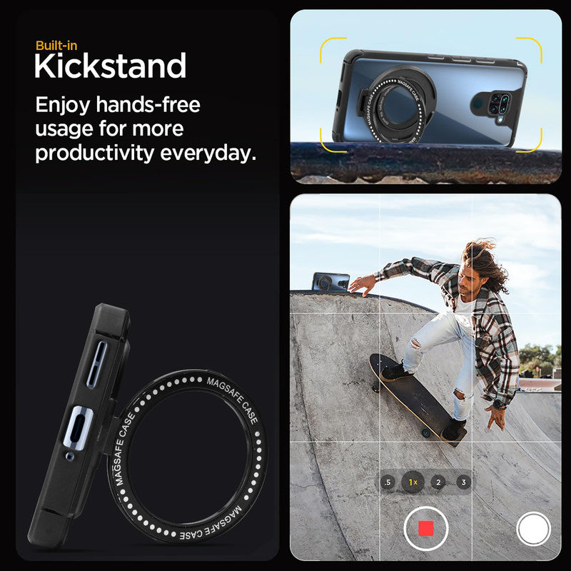 Silicone Grip Clear Case Ring Holder Kickstand For Redmi Note 9