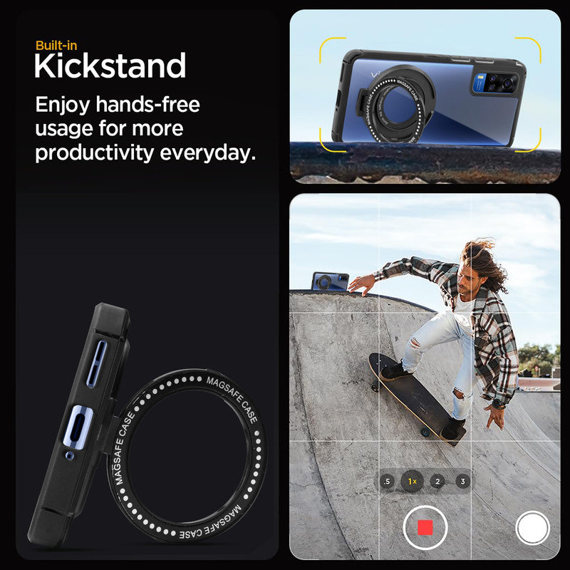 Silicone Grip Clear Case Ring Holder Kickstand For Vivo Y51A