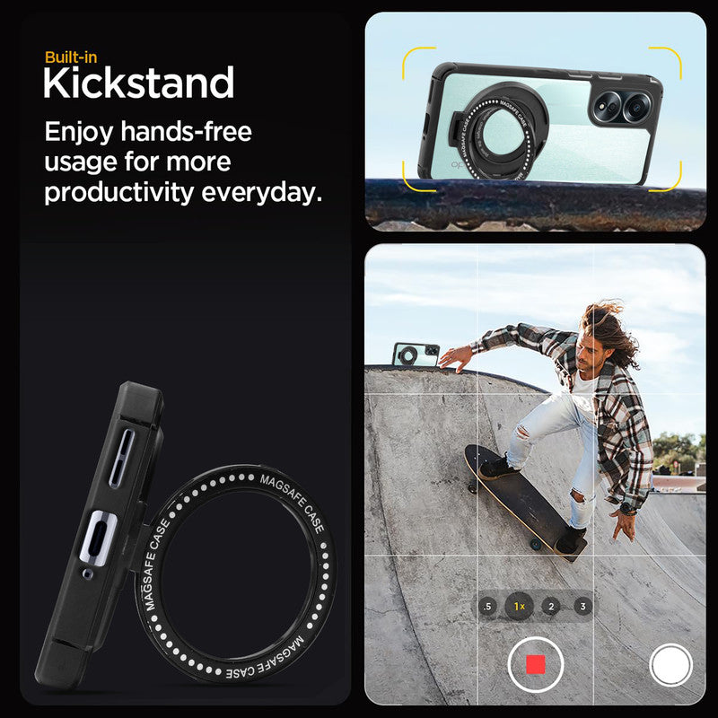 Silicone Grip Clear Case Ring Holder Kickstand For Oppo A58 4G