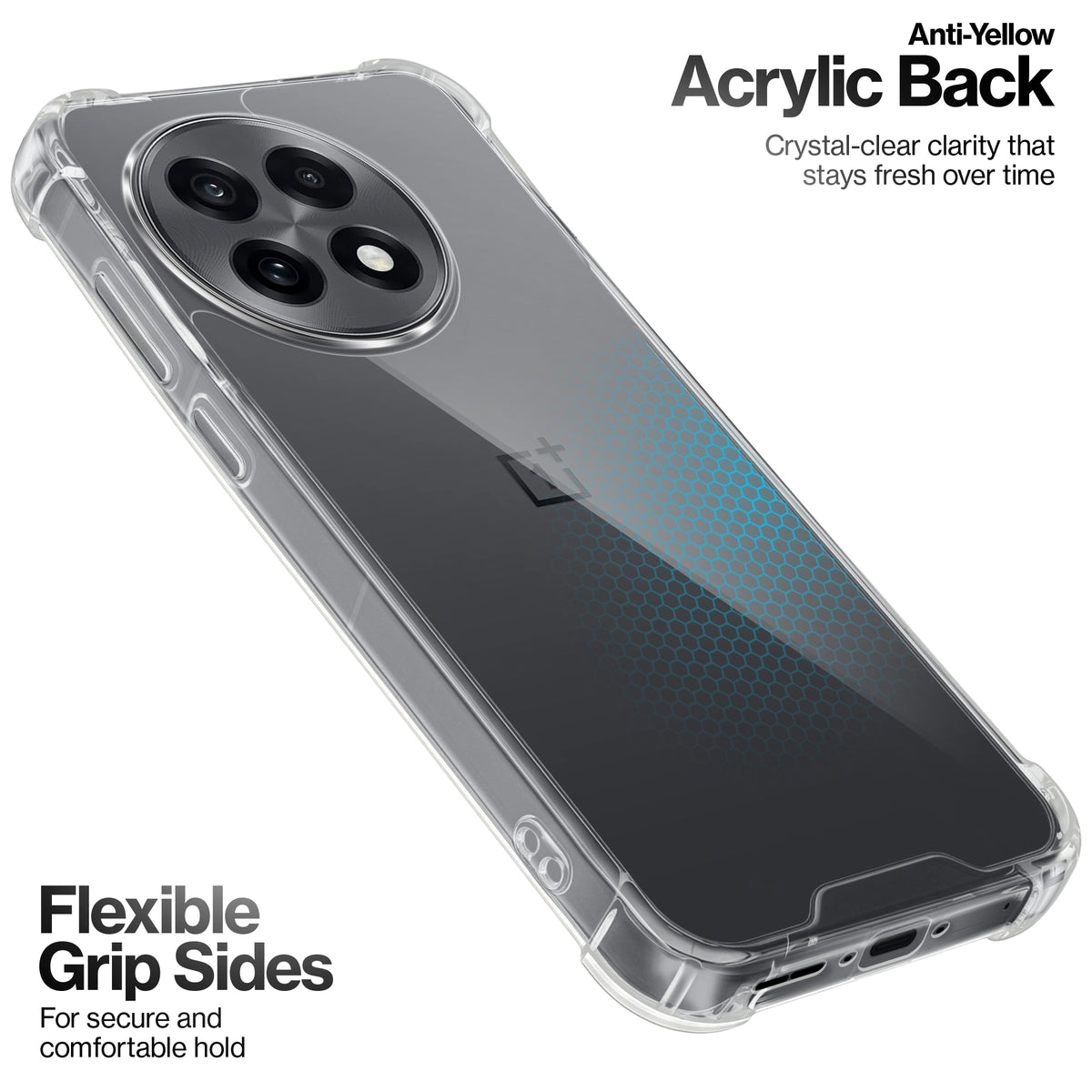 Transparent Shockproof Phone Back Cover Case With Raised Edges For OnePlus 13R 5G